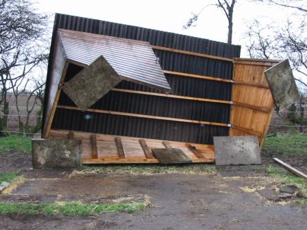 Storm damage to a non-steel building