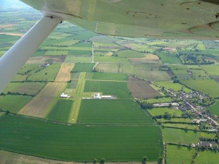 Bagby airfield and aircraft hangers from the air