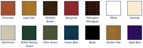 Colour chart for steel buidlings cladding