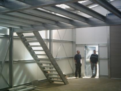 Inside view with staires to mezzanine level