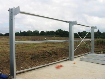 Steel building frame going up as per the manual