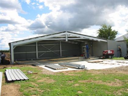 A steel building emerging