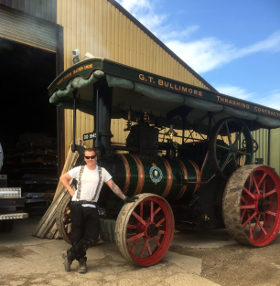 Steam engine waiting for new home to be built