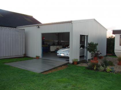 Steel building in white cladding