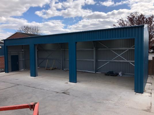 Three bay steel building storage unit